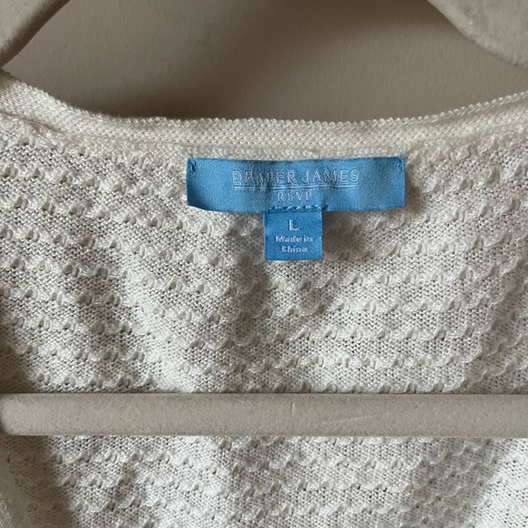 Draper James RSVP textured button front cardigan, white, size L, EUC - Picture 2 of 6